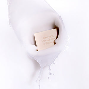 Buttermilk Cleansing Bar in creamy swirl, MooGoo natural soap for dry sensitive skin, hydrating non drying SLS free skincare